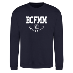 Sweat sans capuche unisexe Navy  Russell logo face Blanc BCFMM