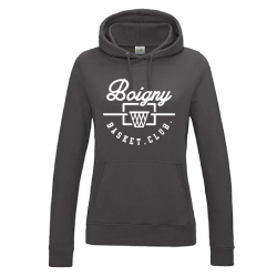 Sweat capuche femme gris foncé logo face