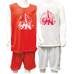 Ensemble réversible Rouge/Blanc logo face des deux côtés Eiffel Basket