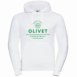 Sweat capuche unisexe blanc Russell grand logo face Olivet