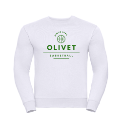 Sweat sans capuche unisexe Russel blanc grand  logo face Olivet