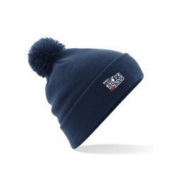 Bonnet pompon Navy Beechfield logo brodé